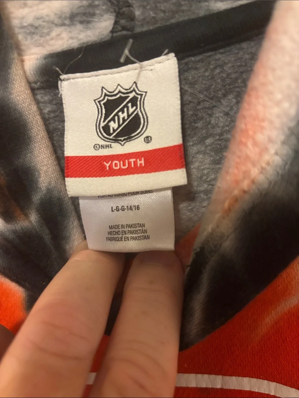 NHL Philadelphia Flyers Orange Black White Tie-Dye Hoodie Youth Large (14-16)